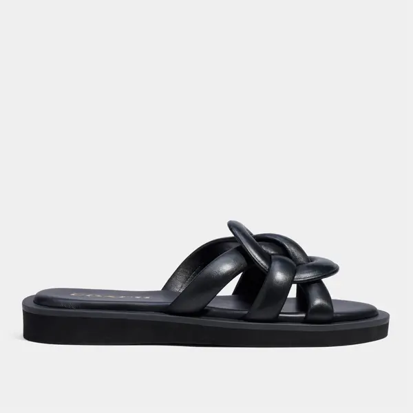 Coach Womens Georgie Leather Slide Sandals - Black - UK 7