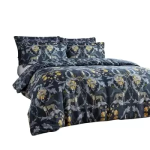 Paoletti Nouvilla Cheetah Duvet Cover Set (Single) (Blue/Grey/Yellow)