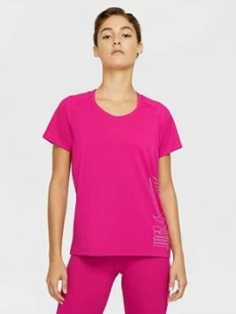 Nike Running Icon Clash Miler T-Shirt (Curve) - Pink, Size 18-20=1X, Women