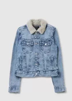 True Religion Womens Jimmy Sherpa Denim Jacket In Nominated