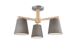 Ellie Multi Arm Semi Flush Ceiling Light Gray, 3x E27