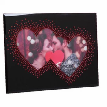 7" x 5" - True Valentine Glass Photo Frame with Double Heart