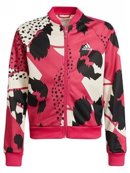 adidas Girls Aero Ready Graphic Track Top - Pink Multi, Pink/Multi, Size 14-15 Years, Women