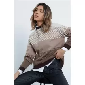 I Saw It First Chocolate Multi Striped Knitted Oversized Jumper - Brown