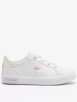 Lacoste Infants' Lacoste Lacoste Powercourt Trainers, White/White, Size 7 Younger