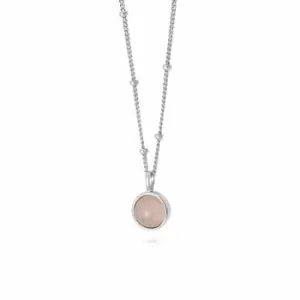 Daisy London Jewellery 925 Sterling Silver Rose Quartz Healing Stone Necklace Sterling Silver