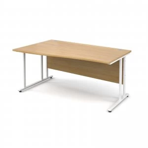 Maestro 25 WL Left Hand Wave Desk 1600mm - White Cantilever Frame OAK