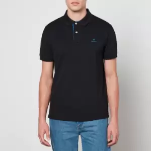 GANT Men Contrast Color Pique Polo Shirt (M) Black