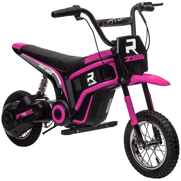 HOMCOM Kids Electric Motorbike with Twist Grip Throttle, 12" Pneumatic Tyres Pink