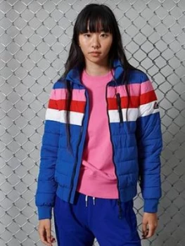 Superdry Colourblock Fuji Bomber Jacket, Blue, Size 6, Women