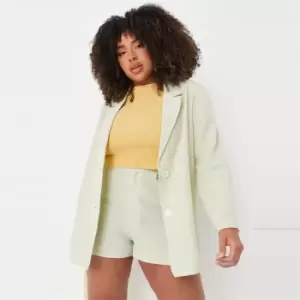 Missguided Oversized Linen Look Blazer - Green