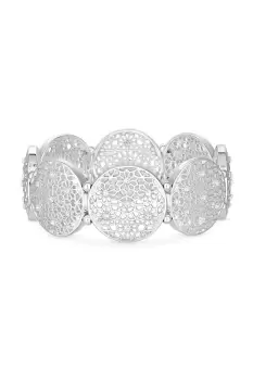 Silver Crystal Statement Filigree Stretch Bracelet