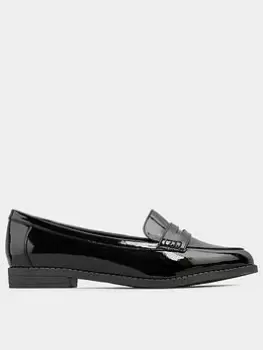 Yours Extra Wide Fit Patent Billie Loafer - Black, Size Eee, Women