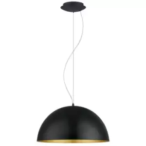 Gaetano 1 - 1 Light Dome Ceiling Hanging Pendant Black, Gold, E27 - Eglo