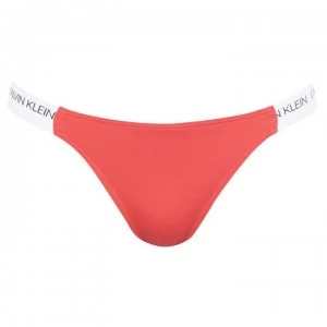 Calvin Klein Logo Cheek Bikini Bottoms - Red XBG