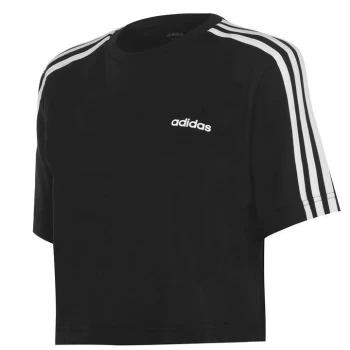 adidas 3S Crop T Shirt Womens - Black