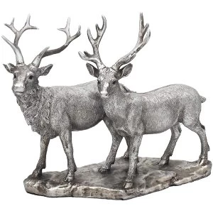 Reflections Silver Stag & Deer Figurine By Leonardo