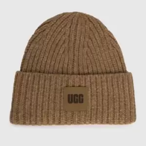 UGG Beige & Brown Chunky Rib Beanie