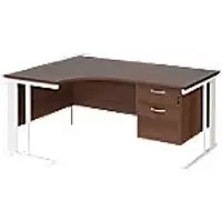 Dams International Left Hand Ergonomic Desk MCM16ELP2WHW 1,600 x 1,200 x 725 mm