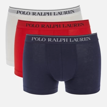 Polo Ralph Lauren Mens 3 Pack Trunk Boxers - Red/White/Cruise Navy - L