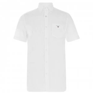 Gant Gant Short Sleeve Plain Linen Shirt Mens - White 110