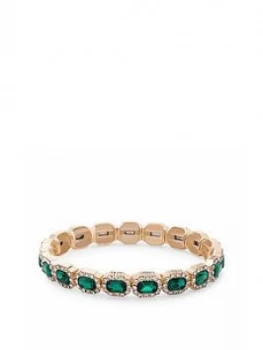 Jon Richard Gold Crystal And Emerald Rectangle Stretch Bracelet