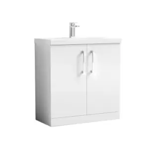 Nuie Arno 800mm Floor Standing 2 Door Vanity & Mid-Edge Basin Gloss White