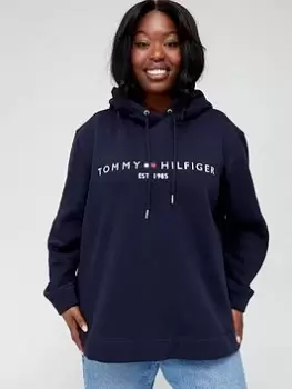 Tommy Hilfiger Curve Regular Fit Hilfiger Hoodie - Navy, Blue, Size 20, Women