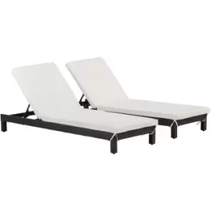 Outsunny - Set of 2 Garden Rattan Wicker Sun Lounger Adjustable Outdoor Black