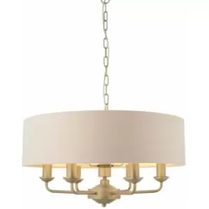 Ceiling Pendant Light - Champagne Paint & Blush Pink Fabric - 6 x 40W E14