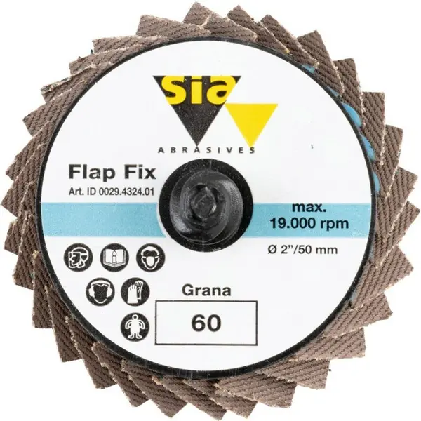 Sia 2824 Siamet Flapfix Quick Change Abrasives Discs 50mm 60g Pack of 1