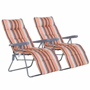 Alfresco 5 Position Sun Lounger Set of 2, Brown