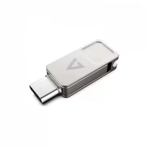 V7 VF3128GTC USB flash drive 128GB USB Type-A / USB Type-C 3.2 Gen 1 (3.1 Gen 1) Silver