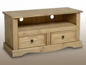 Seconique Corona Pine Flat Screen Wooden 2 Drawer TV Cabinet Flat Packed