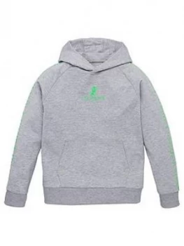 Illusive London Boys Neon Logo Overhead Hoodie - Grey, Size 15 Years