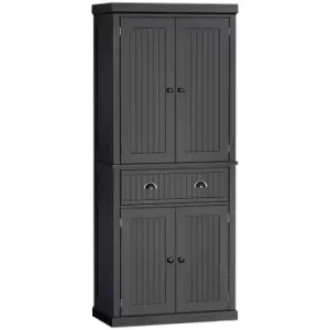 HOMCOM Freestanding Kitchen Storage Cabinet Drawers Cupboards Shelves - Black
