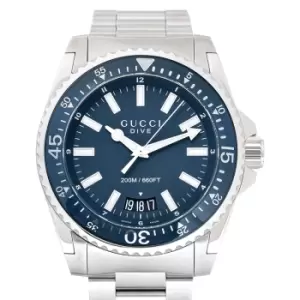 Dive Analog Display Swiss Quartz Silver-Tone Mens Watch 45MM