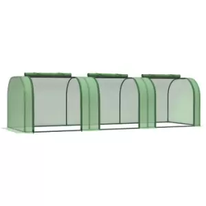 Tunnel Greenhouse Steel Frame for Garden Backyard w/ Zipper Doors - Green - Outsunny