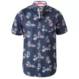 Duke Mens Avenger D555 Palm Tree Short-Sleeved Shirt (6XL) (Navy/Red)