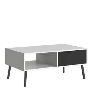 Ebru White & Black Painted 1 Drawer Coffee Table (H)433mm (W)987mm (D)602mm