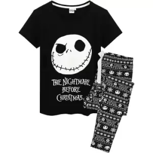 Nightmare Before Christmas Womens/Ladies Jack Skellington Pyjama Set (L) (Black/White)