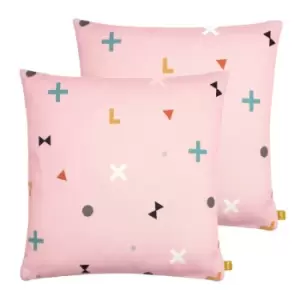 Furn. Bitsa Twin Pack Polyester Filled Cushions Blush