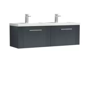 Nuie Deco 1200mm Wall Hung 2 Drawer Vanity & Double Polymarble Basin - Satin Anthracite