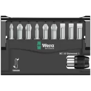 Wera 05056161001 Bit-Check Set W/universal Holder, 10Pc