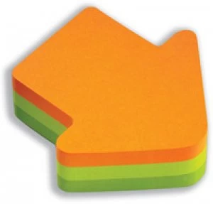 3M Postit Diecut Cube Arrow 225 Neon Rbw - 12 Pack