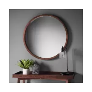 Boho Retreat Round Dark Wood Mirror