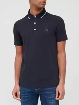 Armani Exchange Tipped Collar Jersey Polo Shirt - Black, Navy, Size S, Men