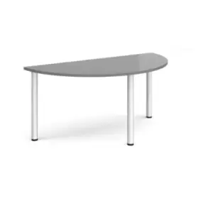 Semi circular silver radial leg meeting table 1600mm x 800mm - onyx grey