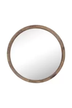 Morley Round Wood Wall mirror 80 x 80cm Dark Rustic Oak