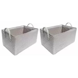 Topfurnishing - Neon Bright Colours Toys Baby Nursery Organiser Cupboard Storage Basket + Handle Hamper basket [Light Grey,Set of 2 Extra Large]